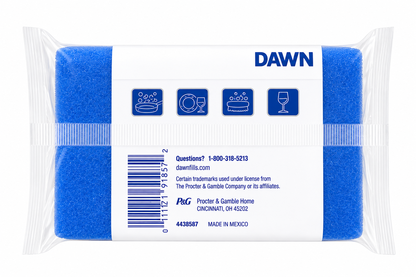 Dawn Odor Resistant Super Absorbent Non-Scratch Foam Sponges, 2-Pack Bundle, 4 Sponges Total