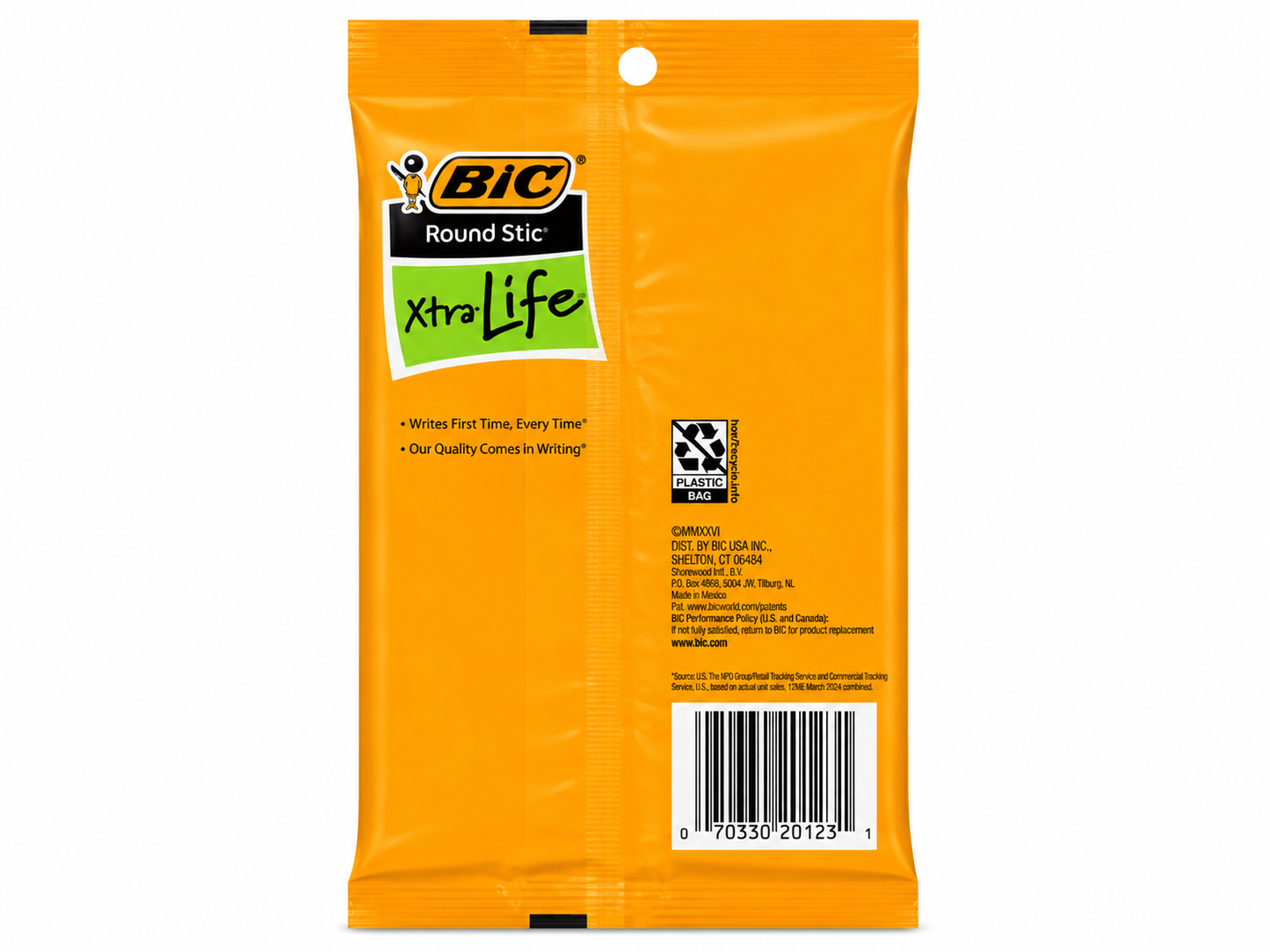 BIC Round Stic Xtra Life Black Ballpoint Pens, Medium Point (1.0 mm), 2-Pack Bundle, 20 Pens Total