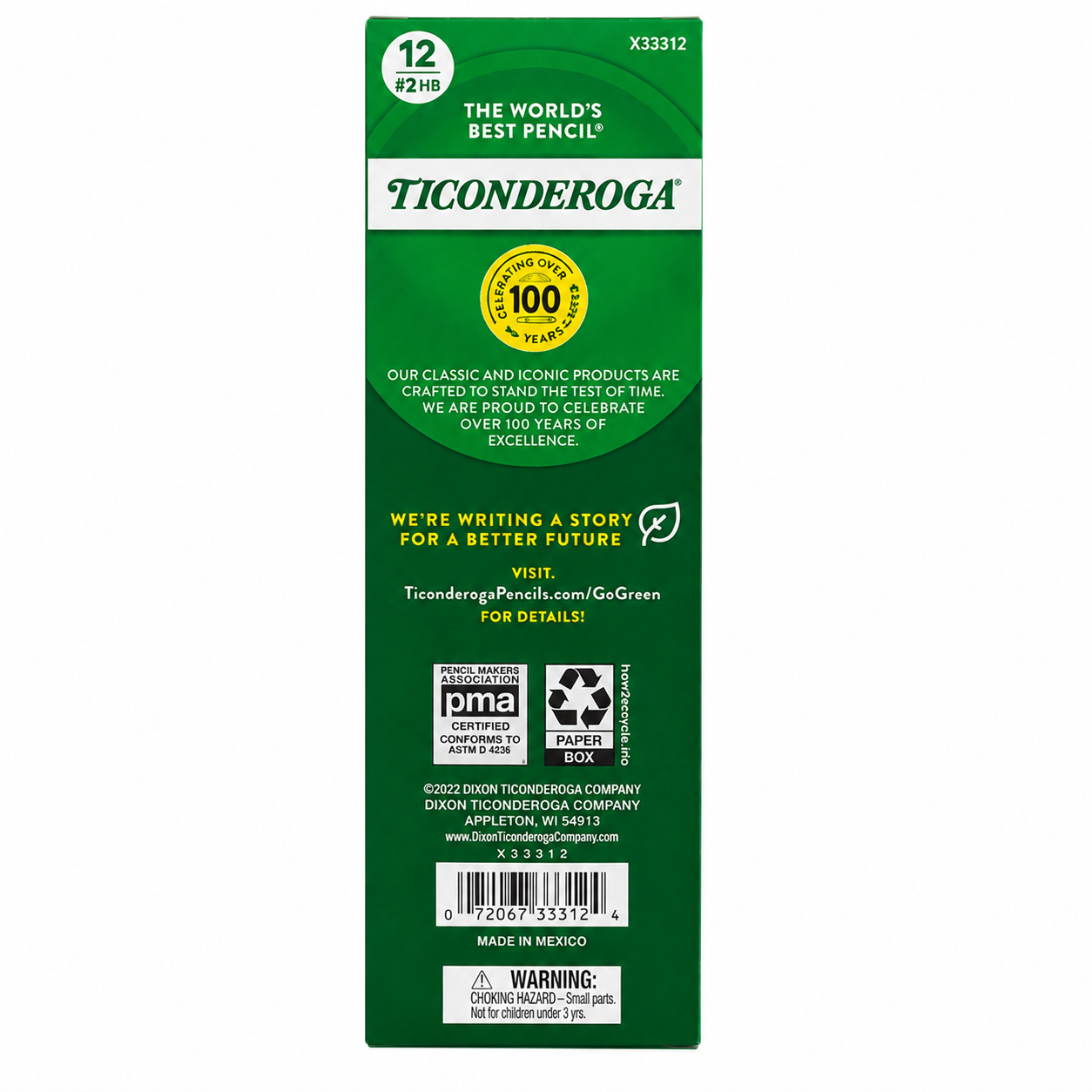 Ticonderoga My First pencils 12-count box displayed on a school desk with backpack, apple, and school supplies