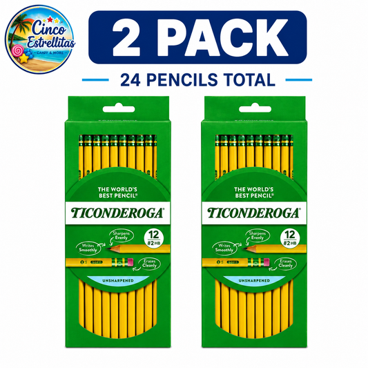 Ticonderoga #2 Soft Lead Yellow Pencils 2-Pack Bundle, 24 Pencils Total.