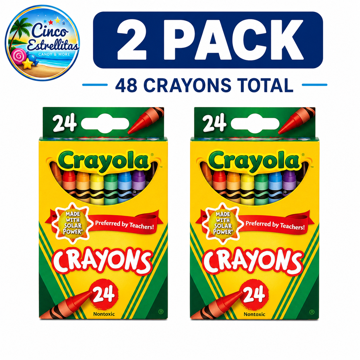 Crayola Assorted Color Crayons 2-Pack Bundle, 48 Crayons Total