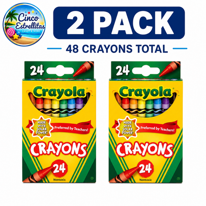 Crayola Assorted Color Crayons 2-Pack Bundle, 48 Crayons Total