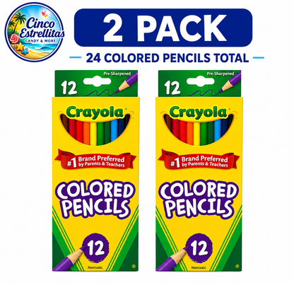 Crayola Colored Pencils, 12 Count (2-Pack Bundle) – 24 Colored Pencils Total, Pre-Sharpened, Non-Toxic