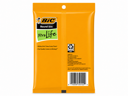 BIC Round Stic Xtra Life Blue Ballpoint Pens, Medium Point (1.0 mm), 2-Pack Bundle, 20 Pens Total