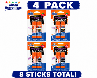**Elmer's Washable Disappearing Purple School Glue Sticks, 2 Count, 4 Pack Bundle (8 Glue Sticks Total) | Acid-Free | Dries Clear | Free Shipping**