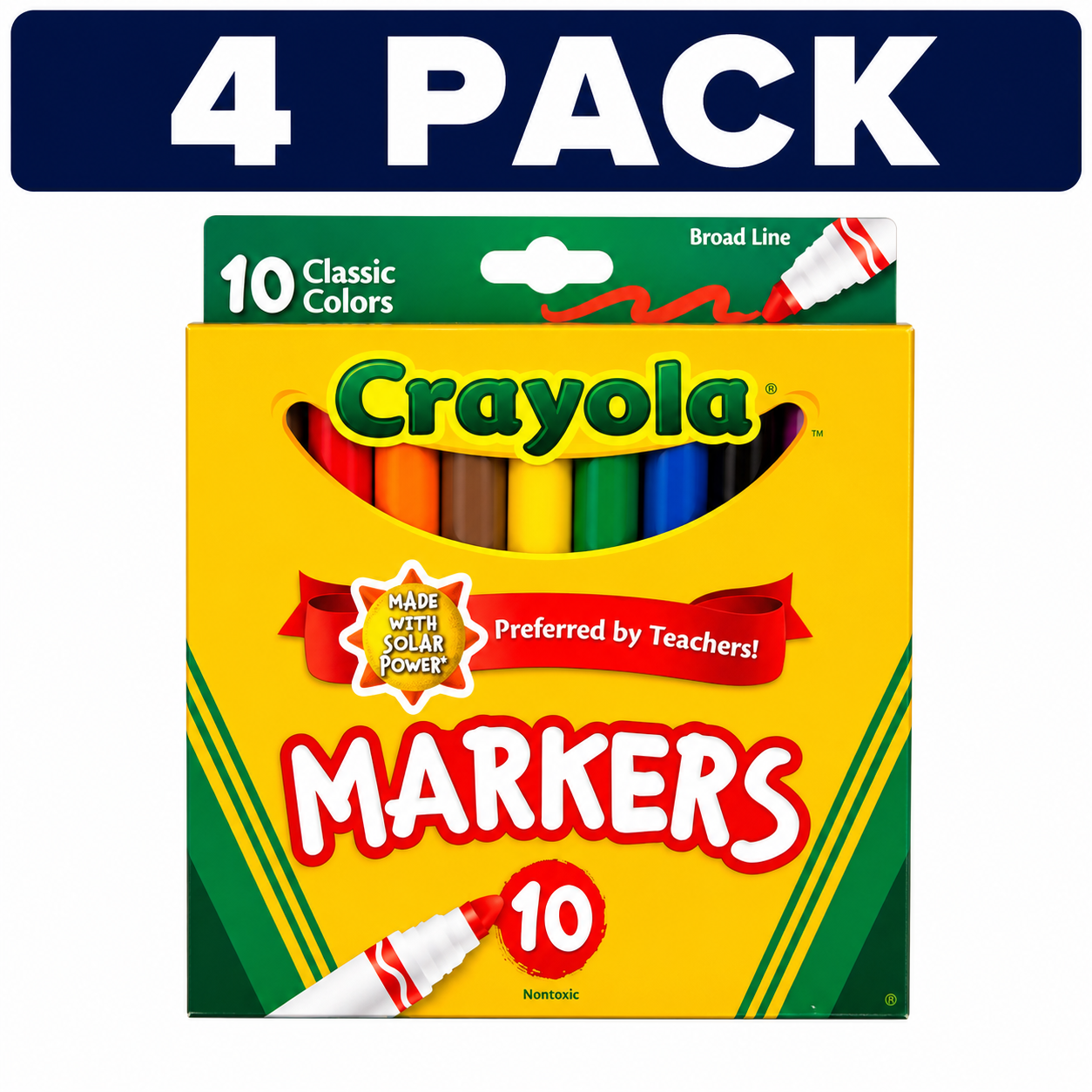 Crayola Classic Colors Broad Line Markers 10 Count 4 PACK Bundle (40 Markers Total)