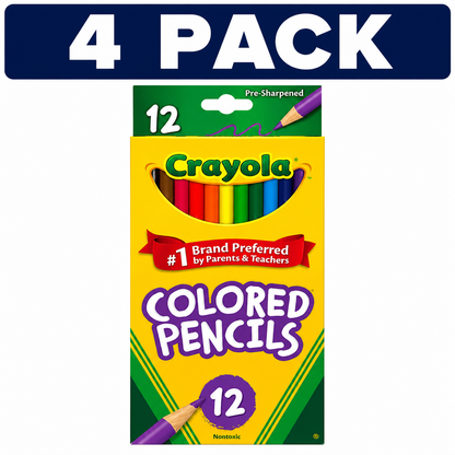 Crayola Colored Pencils 12 Count 4 PACK Bundle with 48 Pre-Sharpened Colored Pencils