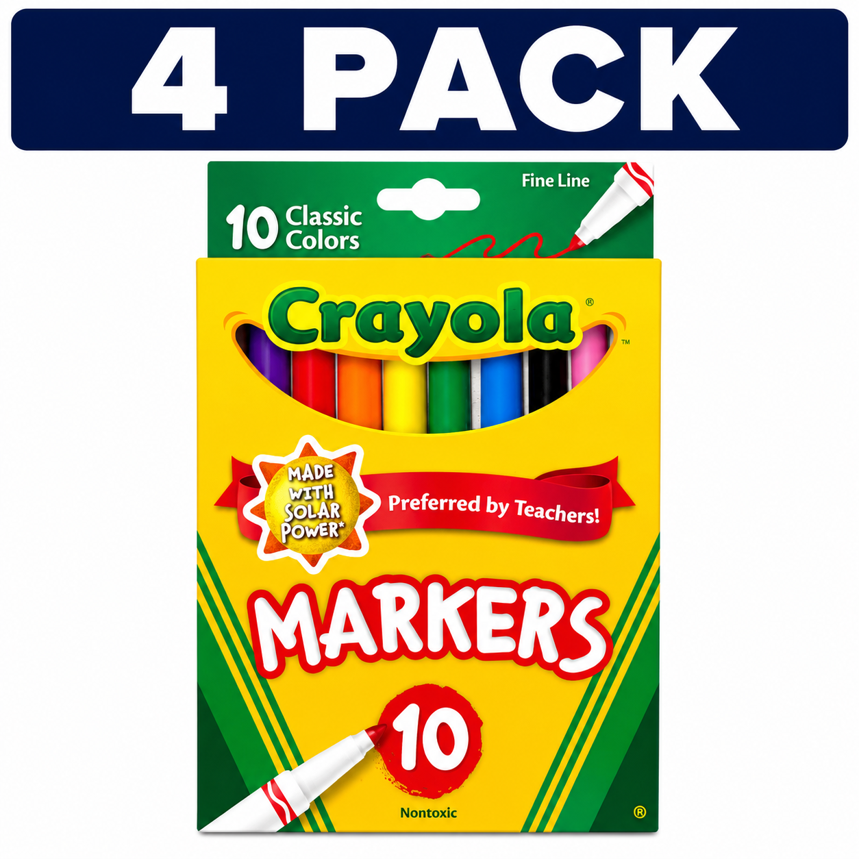 Crayola Fine Line Washable Markers 10 Count 4 PACK Bundle (40 Markers Total) on White Background