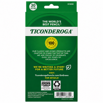 Ticonderoga #2 HB Pencils 30-Count - back of package