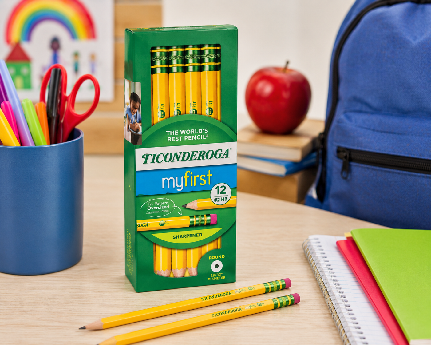 Ticonderoga #2 HB pencils back of package showing product details and certifications