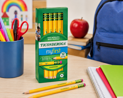 Ticonderoga #2 HB pencils back of package showing product details and certifications