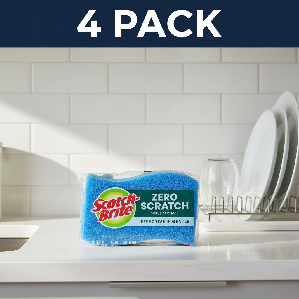 Scotch-Brite Zero Scratch Scrub Sponges 4-Pack kitchen lifestyle image